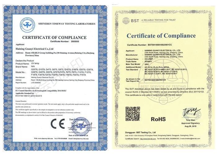 certification of T5 4W BL lamp certification of T5 4W BL lamp